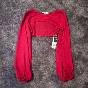 Red sleeved top